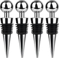 4 PCS Wine Stopper, Stainless Steel Wine Bottle Stopper with Leakproof Silicone, Suitable for Sealing in Fridge after Drinking, Party, Wedding and Bar