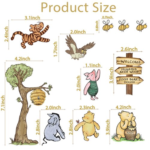 Winnie Cake Toppers for Baby Shower Decorations Classic Winnie Cake Cupcake Decorations for Birthday Party Decorations