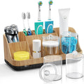 GFWARE Bathroom Toothbrush Holder Set - 2 Pack Qtip Dispenser with Drainage | 7 Slots for Kids' Bathroom Accessories