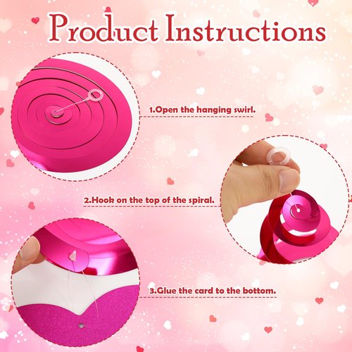 Chivertion 32 Pcs Valentines Party Decorations Pink Red Heart Hanging Swirls Decor Double-Sided Glitter Heart Streamers Ceiling Swirls for Valentine's Party Romantic Wedding Hanging Decorations