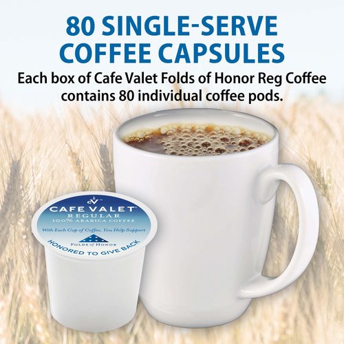 Cafe Valet Folds of Honor Dark Roast Coffee Pods, 80 Count – Contributing to Military Family Scholarships