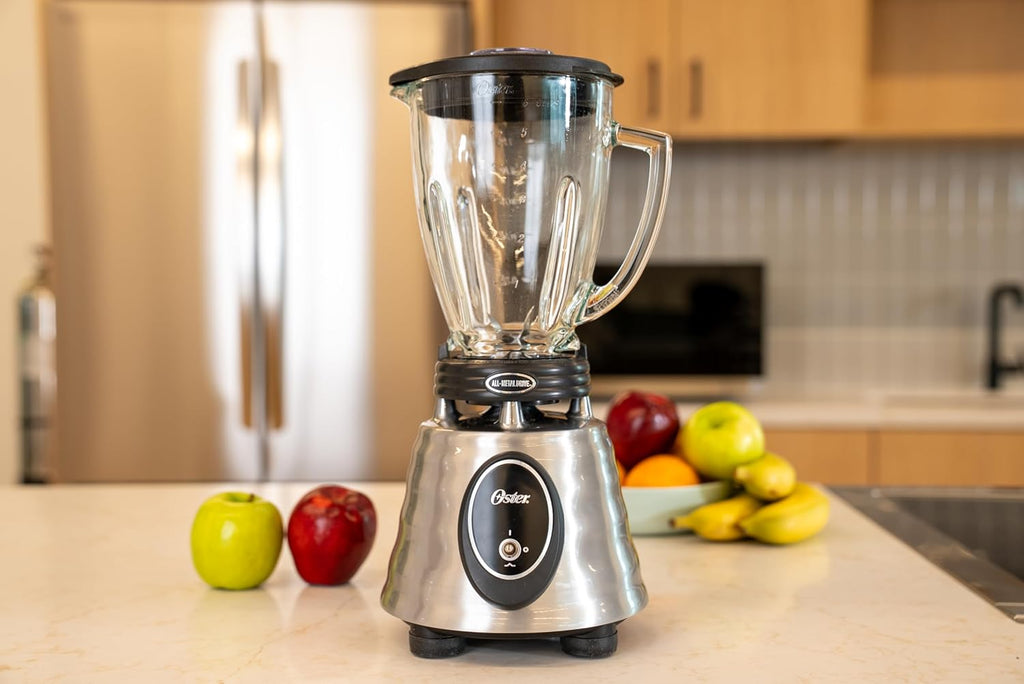 Oster Classic Series Blender - 1000W Power, 6-Cup Glass Jar, Stainless Steel Kitchen Essential