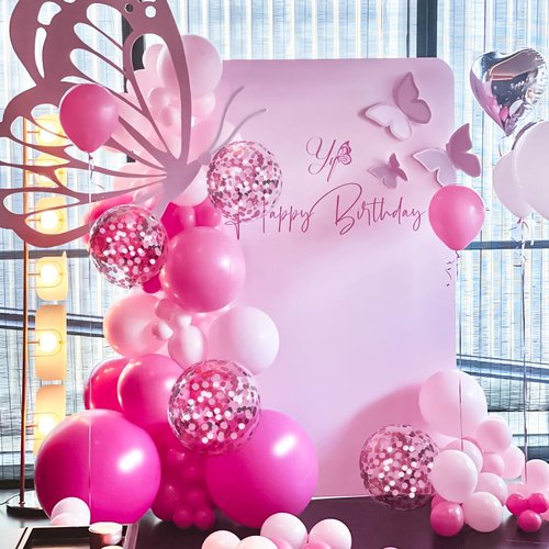 MEBAY Pink Balloon Arch Kit, 146 PCS Hot Pink Light Pastel Pink Metallic Balloons Garland with Confetti for Bridal Baby Shower Birthday Princess Wedding Party Decorations
