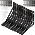Hiceeden 12 Pack Heavy Duty Shelf Brackets, 8 in x 5 in Wall Mount Steel L Shelf Bracket, Angle Brackets for Floating Shelves, Black Metal Powder-Coated