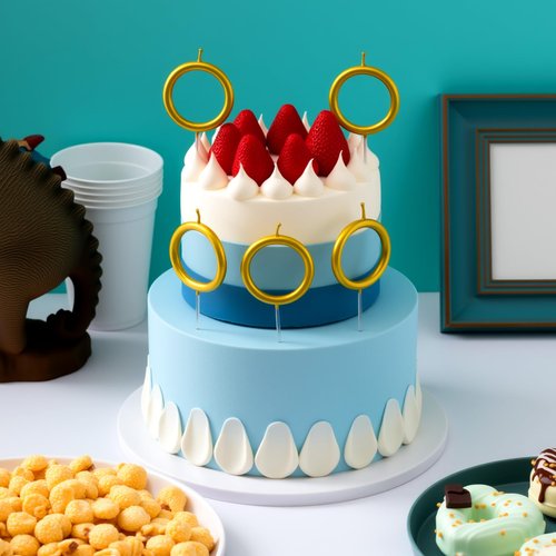 Conelist 6 Pcs Gold Ring Birthday Candles Cake Topper Cartoon Characters Themed Candle for Cartoon Theme Birthday Party Decorations Supplies