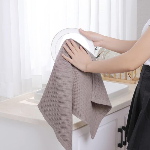 Homaxy 100% Cotton Waffle Weave Kitchen Dish Towels - Ultra Soft & Absorbent, 12-Pack, 13 x 28 Inches