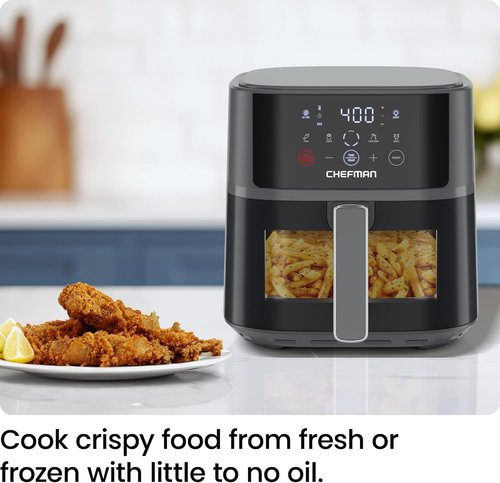 Chefman Air Fryer - 6 QT Compact Airfryer with Hi-Fry Technology & Easy-View Window - Grey