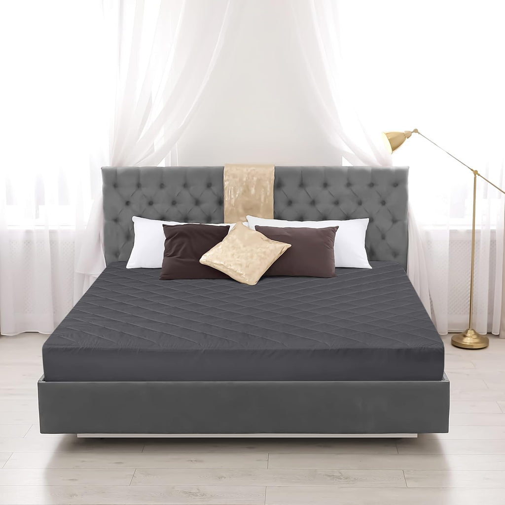 Utopia Bedding Quilted Mattress Pad - Twin Size Deep Pocket Protector | Machine Washable Grey