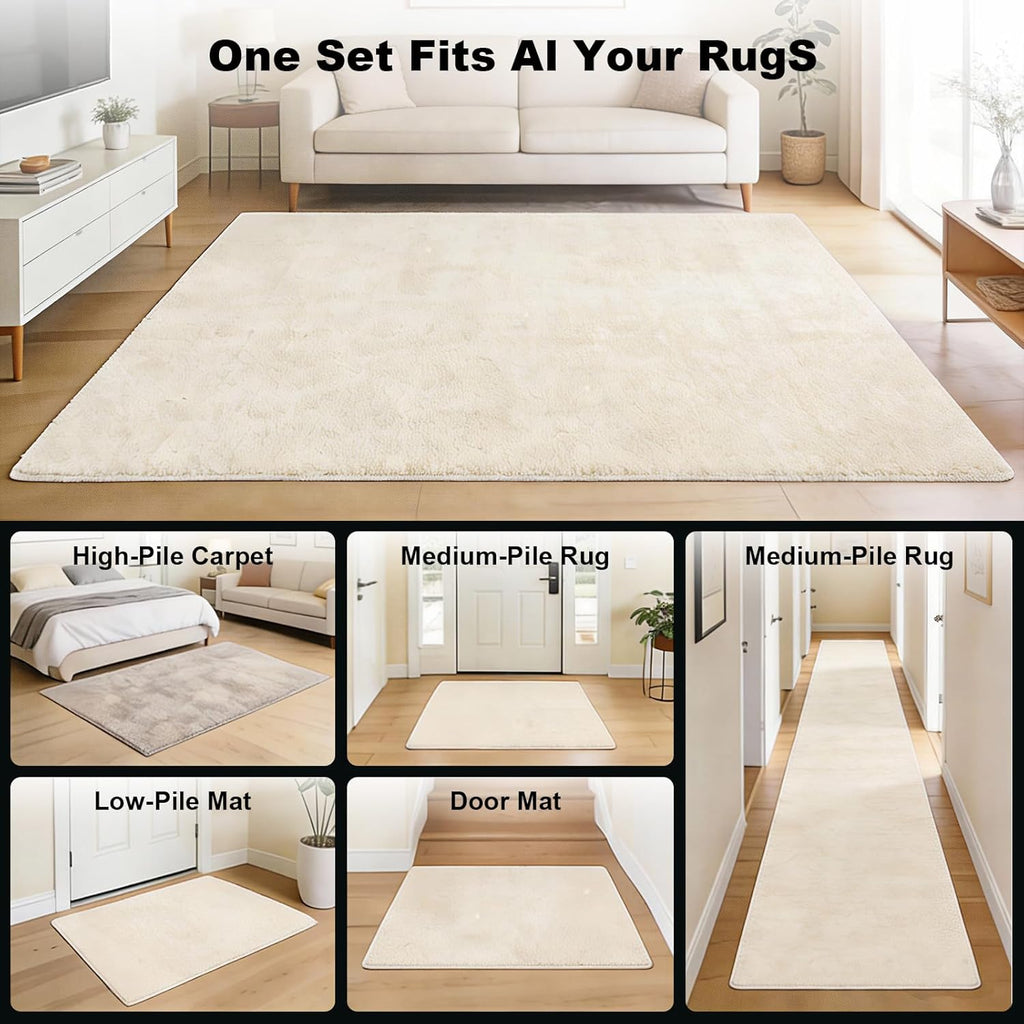 PHIXBEAR Rug Tape | 24 Pcs Strong Hold Anti-Slip Pads | Washable & Reusable Silicone Bottom