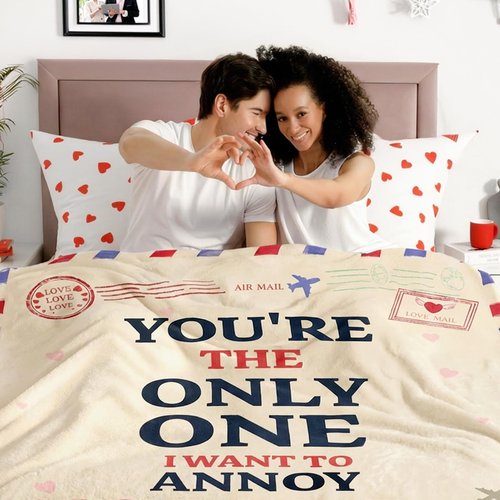OurWarm Anniversary Couple Gifts for Women, Soft Fleece Throw Blanket 50x60 in, Birthday Wedding Romantic Gifts for Wife Husband Girlfriend Boyfriend, I Love You Present Gift for Him Her
