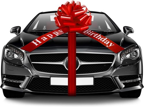 Happy Birthday Big Car Bow - Large 20-Inch Gift Wrapping Decoration in Red for Parties