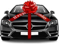 Happy Birthday Big Car Bow - Large 20-Inch Gift Wrapping Decoration in Red for Parties