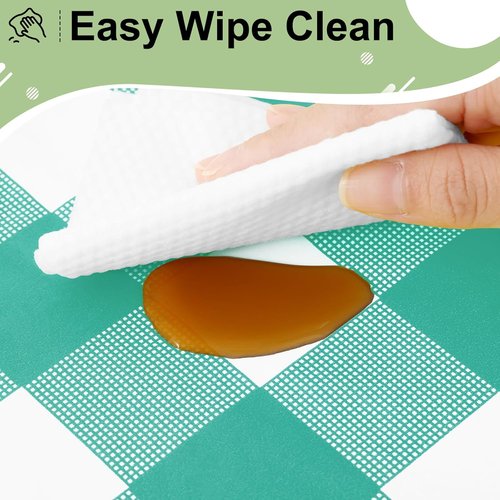 Misaya Disposable Tablecloths - 4 Packs of Waterproof 54 x 108 Inch Teal & White Checkered Covers for Parties, Picnics & Events