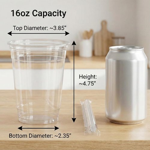 Cheery Land 16 oz Disposable Cups with Lids and Straws, 300 PCS Clear Plastic Coffee Cups with Lids, Cold Crystal Drink Cup for Party Supplies