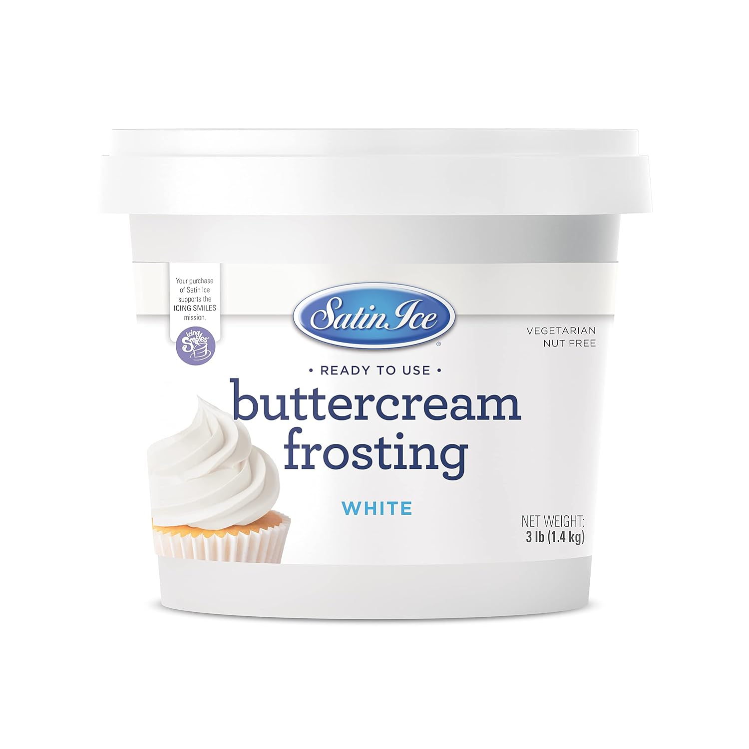 Satin Ice White Buttercream Frosting - 3 lb Pail | Perfect for Cakes and Cupcakes