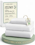 LANE LINEN 100% Organic Cotton Twin XL Sheets Set - Soft, Breathable 3-Piece White Percale Bedding