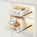 AmzAge 2 Pack Pull Out Cabinet Organizer, No Drill Adhesive Sliding Drawers for Kitchen, Metal Mesh Wire Storage Shelf for Pantry & Under Sink, White (9.6" W x 11.8" D x 3.9" H)