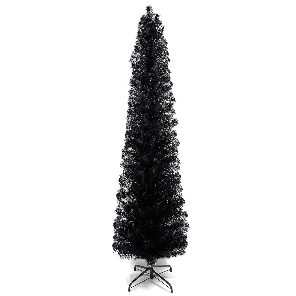 TKYGU 6ft Pencil Christmas Tree, Black Artificia Xmas Tree,Slim Holiday Tree Decoration, Skinny Xmas Tree with 316 PVC Needles & Folding Metal Stand, Home Office Holiday Decoration