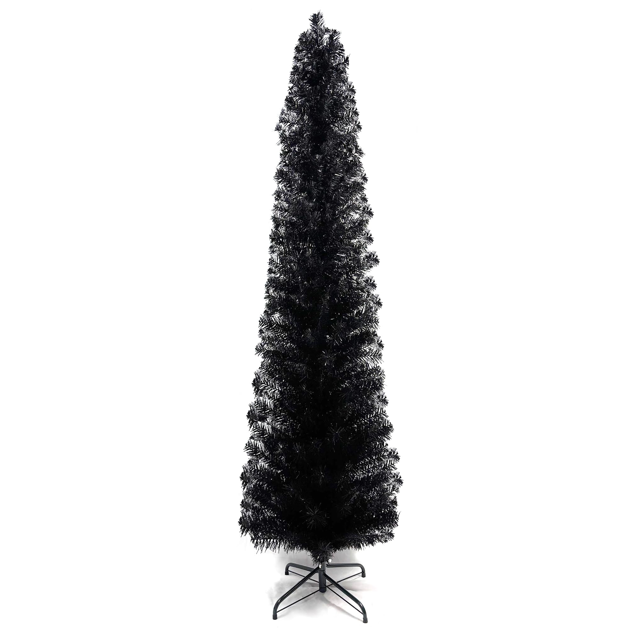 TKYGU 6ft Pencil Christmas Tree, Black Artificia Xmas Tree,Slim Holiday Tree Decoration, Skinny Xmas Tree with 316 PVC Needles & Folding Metal Stand, Home Office Holiday Decoration