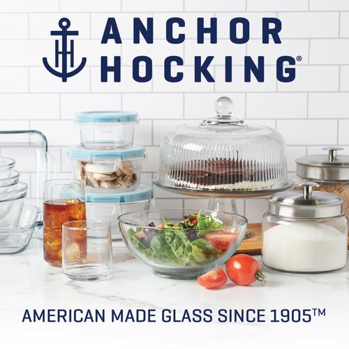 Anchor Hocking Coastal Blue Montana Jar set with lids (2-piece, 96-ounces, acacia wood lid)