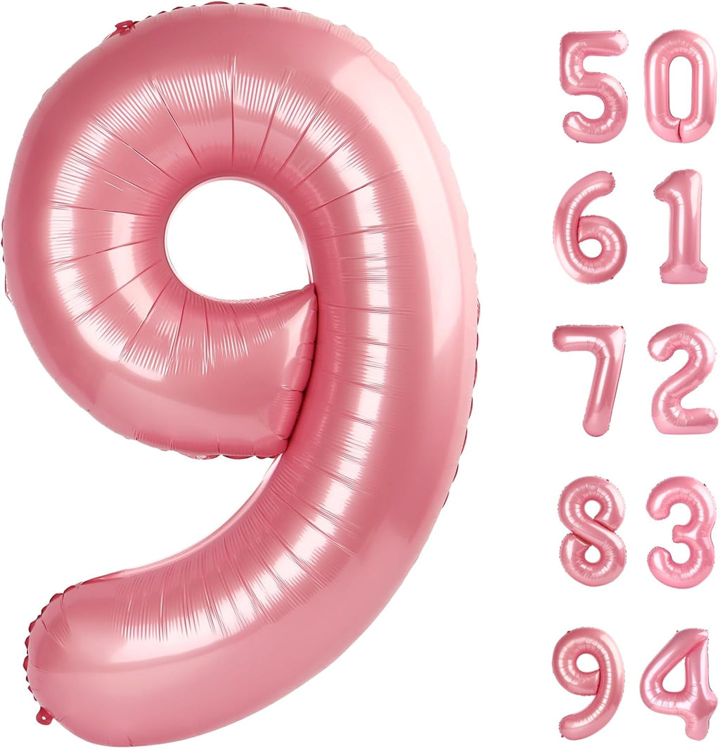 Pearlescent Pink Number 9 Balloon - 40 Inch Giant Birthday Decoration for Girls | Perfect for 9th, 19th, and 29th Parties