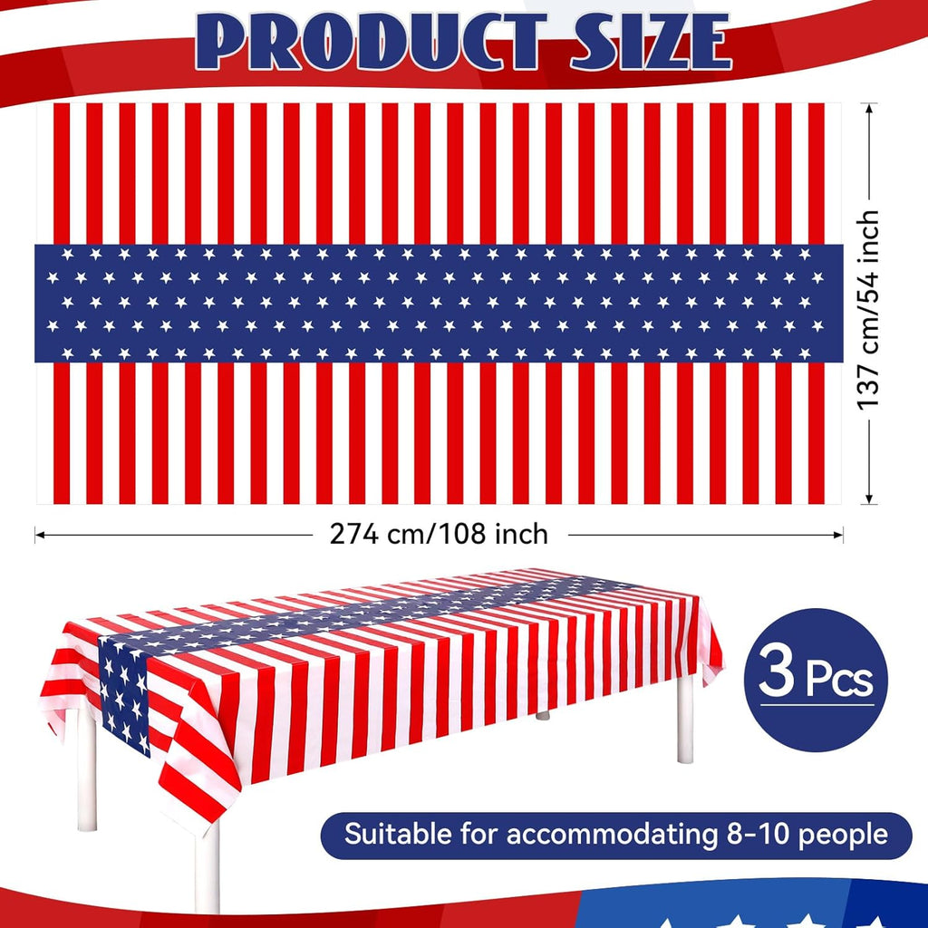 Regine Switzerland Patriotic Tablecloths - Disposable Plastic Covers for Rectangle Tables | 108 x 54 Inch, Perfect for 4th of July Celebrations