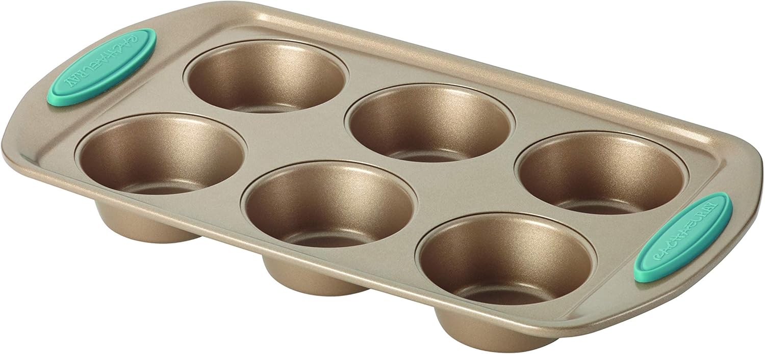 Rachael Ray Cucina Bakeware Set - Nonstick Cake & Cookie Sheets with Muffin Pan | 4-Piece Latte Brown