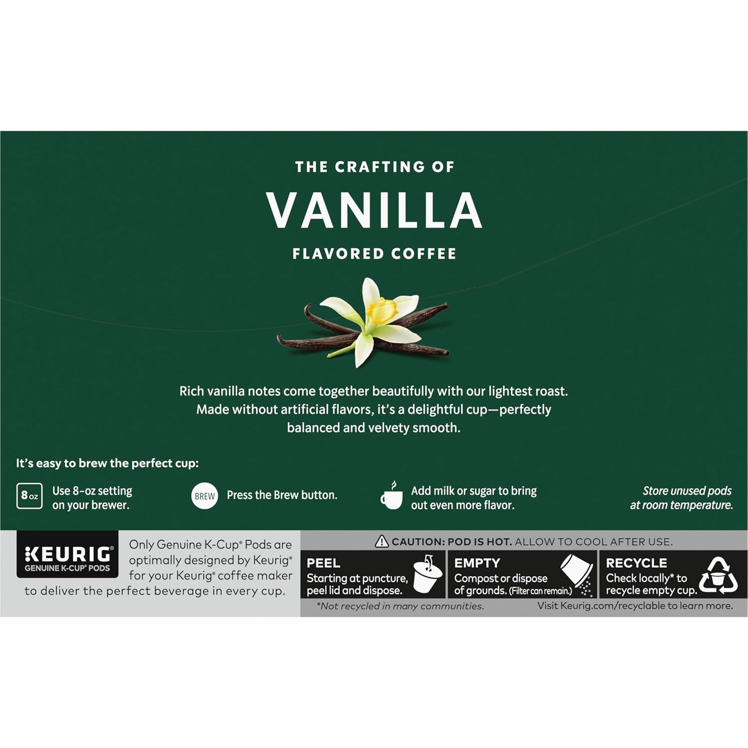 Starbucks K-Cup Coffee Pods - Vanilla Flavored Hot or Iced Coffee | 60 Count Keurig Pods