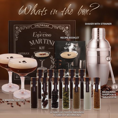 Espresso Martini Gifts – Complete Espresso Martini Kit Maker Set with Premium Coffee Mix & 6 Natural Botanicals, Cocktail Kit, Gifts for Women, Birthday Gifts for Women, Sister, Her