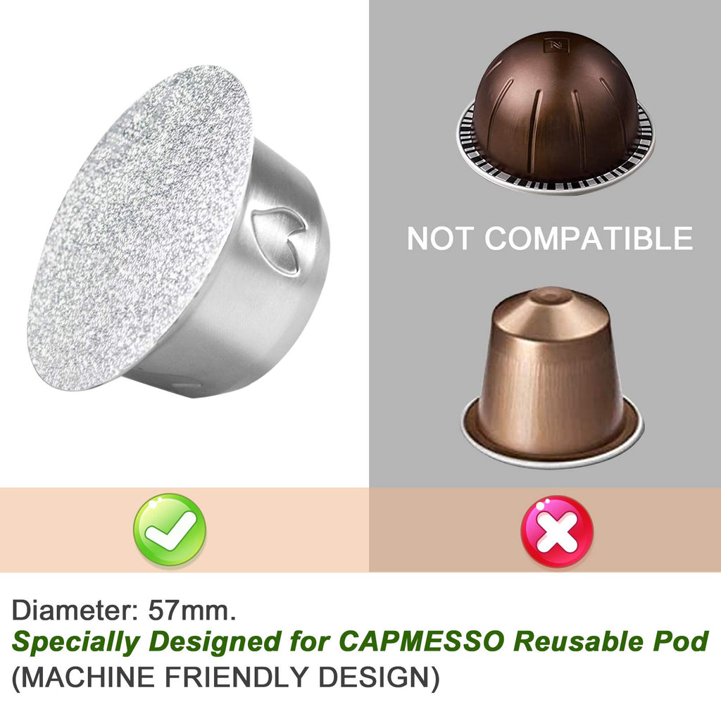 CAPMESSO Reusable Vertuoline Pod Foil Lids, for CAPMESSO Vertuline Capsules Aluminum seals Reusable Coffee Pod Stainless Steel Espresso Refillable Vertuoline Capsule Foil Lids(100pcs/57MM in diameter)