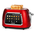 Culinaid Toaster 2 Slice Smart Touch Screen, Retro 1.5'' Extra Wide Slot Stainless Steel Digital Bread Toaster with Memory Function, Bagel, Defrost, 6 Browning Levels and Removable Crumb Tray, Red