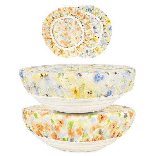 BERBAM Reusable Bowl Covers for Bread Proofing（2 Large）- Cotton Beeswax Bowl Covers Reusable with Elastic Rim, Sourdough Bowl Cover for Food Storage and Food Preservation (10INCH)