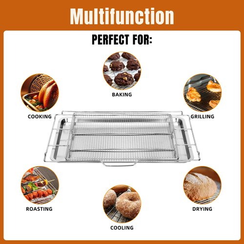 New upgrade Air Fry Tray for 30" Oven with Drip Pan, Compatible with Frigidaire Wall Ovens, Ranges, and Wall Oven/Microwave Combinations，Oven Rack Measures 25" x 16" x 1.75"
