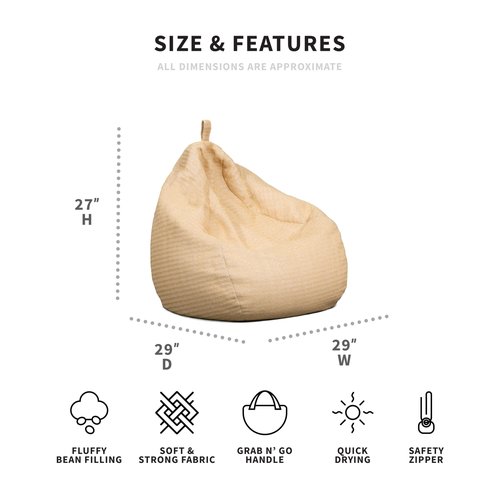 Big Joe Tuffet Weatherproof Bean Bag Chair, Natural Basket Weave, Breathable Weather Resistant Fabric, 2.5 feet Teardrop