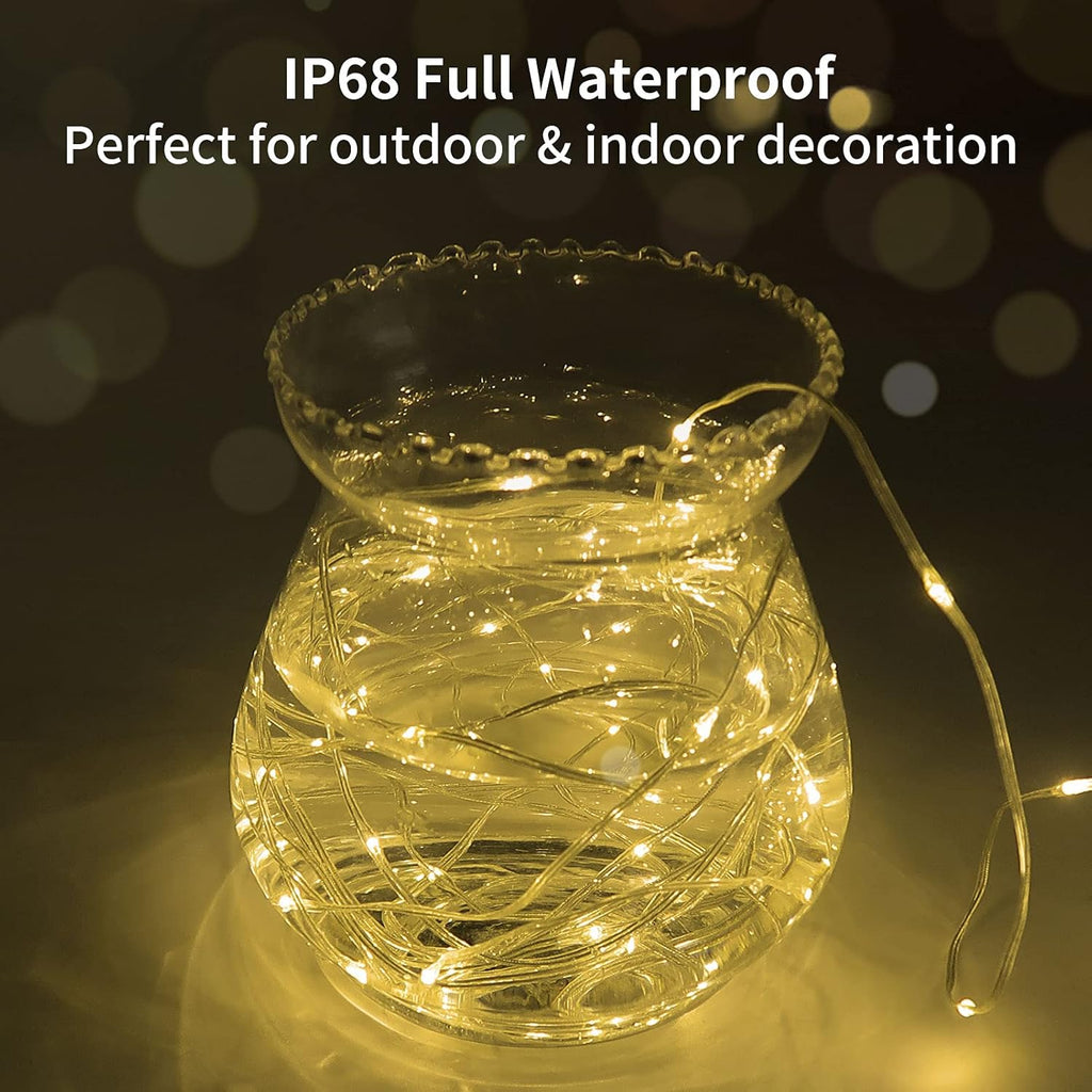 Skiennix Fairy String Lights - 33Ft 100 Micro LED Twinkle Lights | IP68 Waterproof with Remote for Bedroom & Garden Decor
