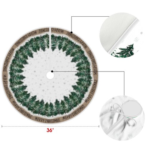 AVOIN colorlife Merry Christmas Christmas Tree Skirt 36 Inch, Snowflake Winter Holiday Tree Mat Decoration