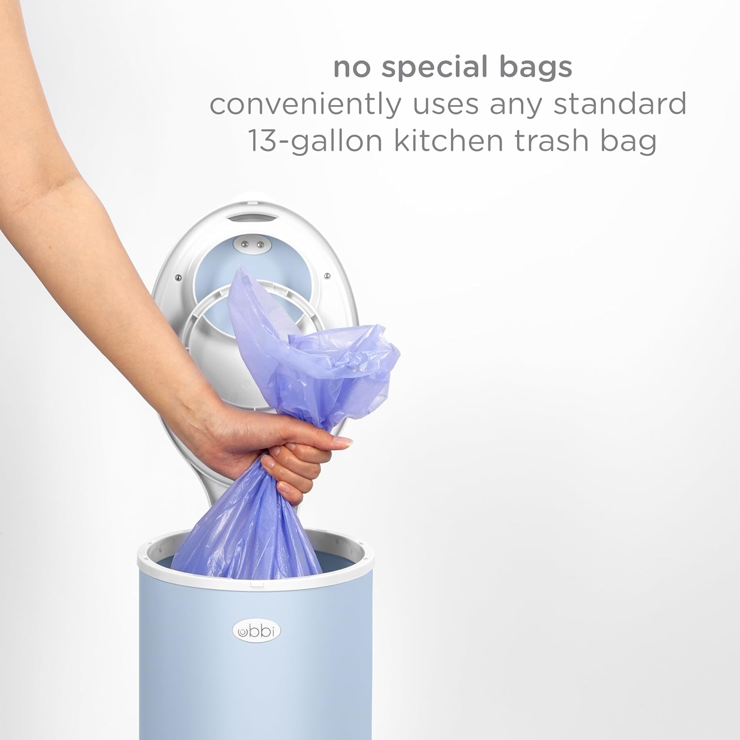 Ubbi Steel Diaper Pail - Odor Locking Design | No Special Bags Needed | Cloudy Blue Finish