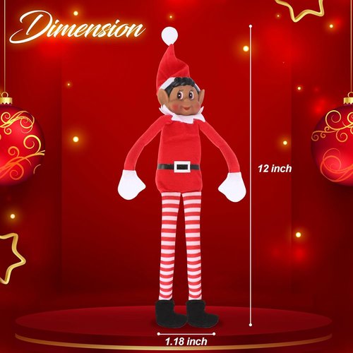 Christmas Elf Behaving Badly Plush Toy - Naughty Bendy Doll for Holiday Fun | 12 Inches (Brown)