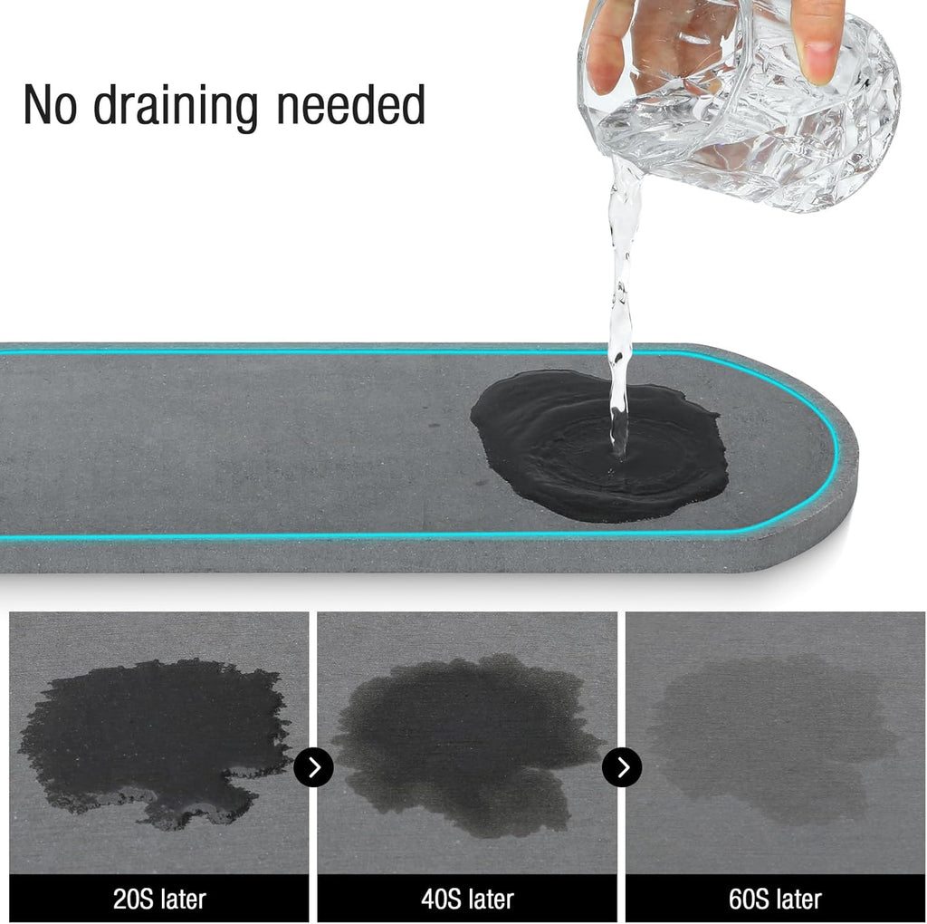 Stay-Dry Sponge Holder | Rustproof Stainless Steel Kitchen Sink Caddy with Water Absorbing Stone Tray - Black