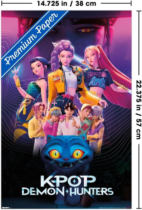 Netflix KPop Demon Hunters Wall Poster - Premium Unframed 22.4L x 14.7W for Fans