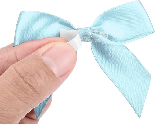 MECCANIXITY Mini Fabric Satin Ribbon Bows - 100Pcs 2.5" Sky Blue for Craft DIY & Wedding Decor