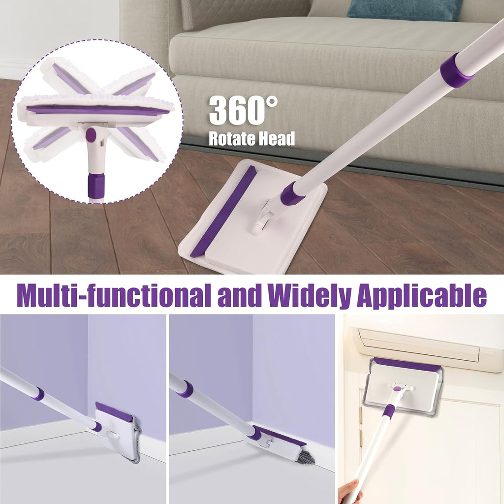 Baseboard Cleaner Tool - 60" Extendable Handle with 5 Reusable Pads for Easy Cleaning