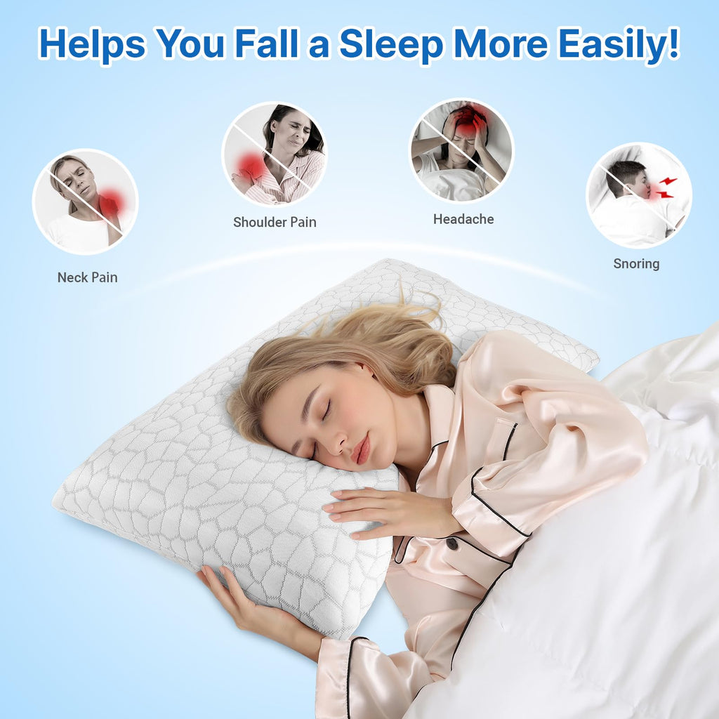 TranquilMoments Memory Foam Pillows, Bed Pillow, Bed Pillow for Side, Back and Stomach Sleepers, Neck Pillow for Sleeping with Removable and Machine Washable Cover, Queen Size (1 Pack)