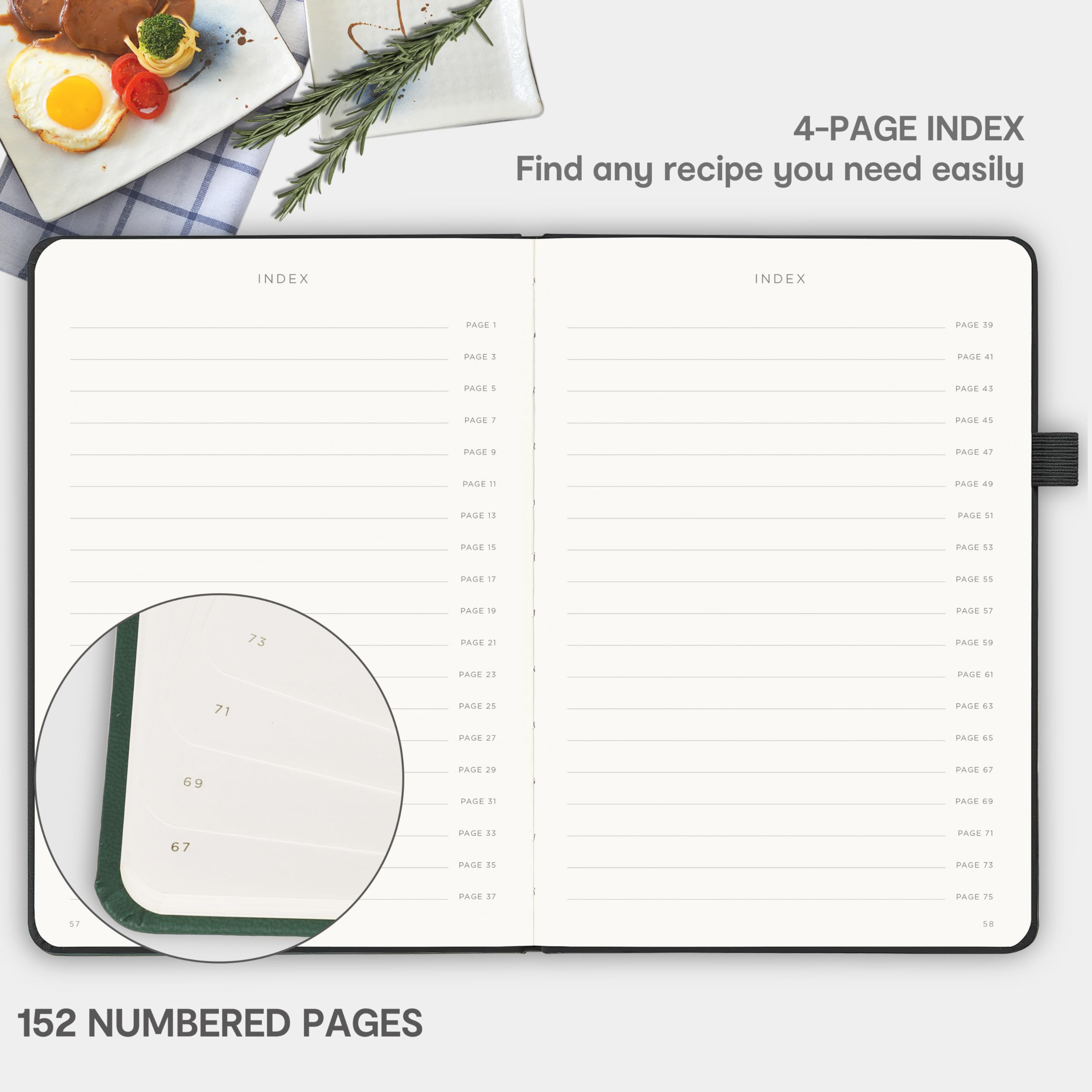&And Per Se Recipe Book to Write in Your Own Recipes, Blank Recipe Book with Water-Resistant Hardcover, Empty CookBook to Organize Your Recipes - 5.7 X 8 Inches(Black)