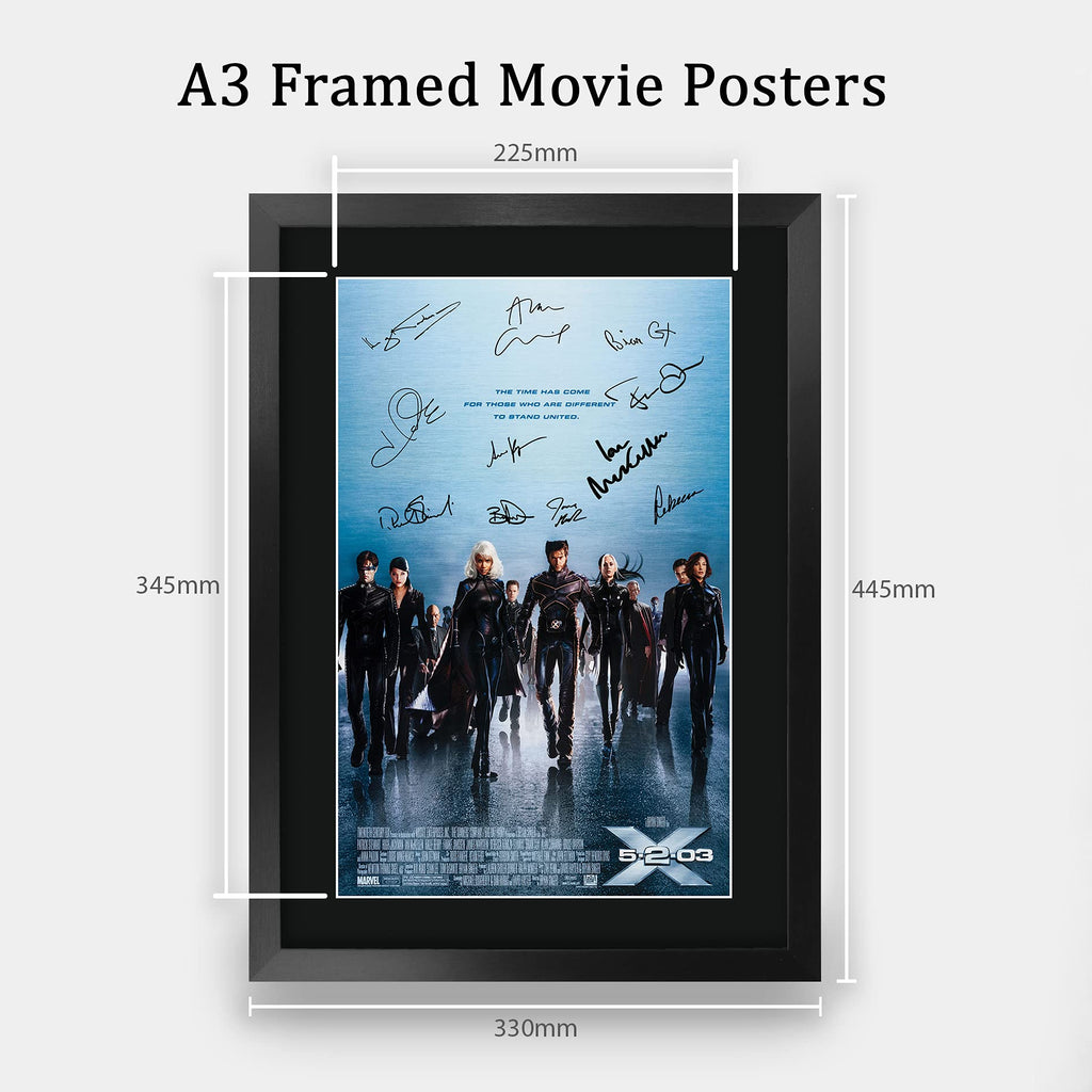 HWC Trading X-Men 2 Hugh Jackman, Patrick Stewart 16 x 12 inch Framed Gifts Printed Poster Signed Autograph Picture for Movie Memorabilia Fans - 16" x 12" Framed