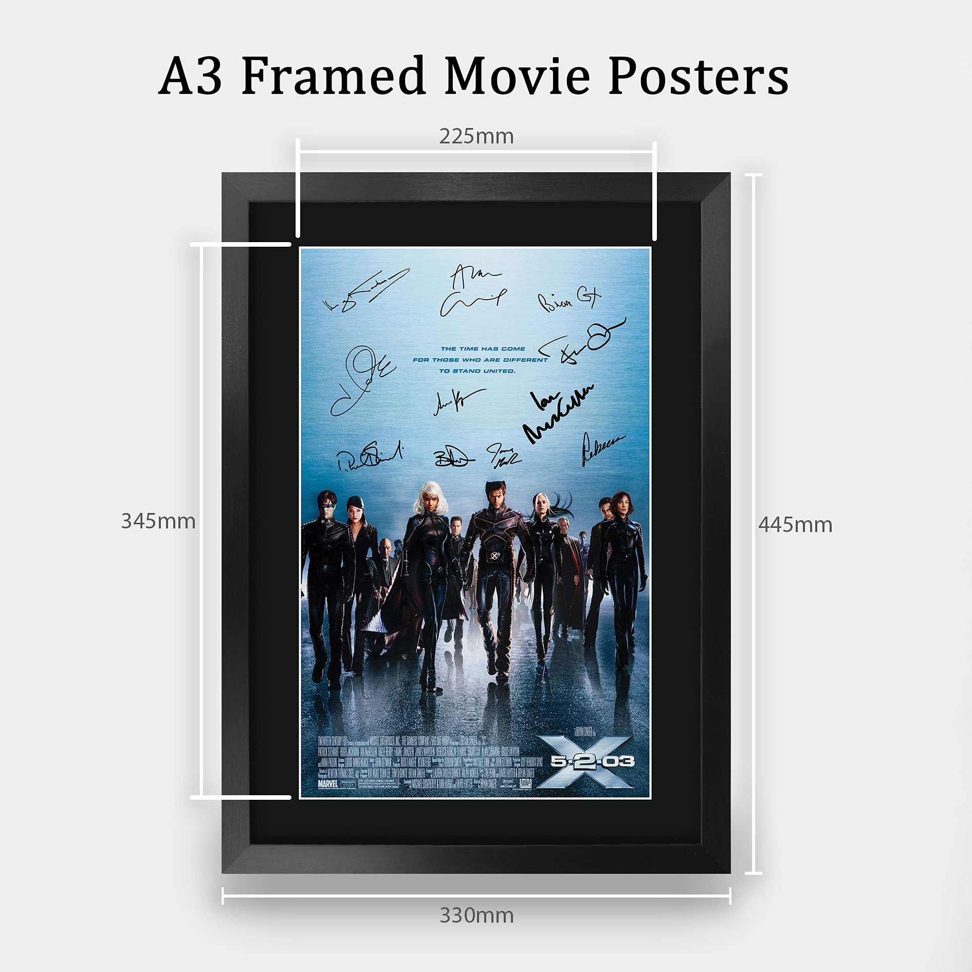 HWC Trading X-Men 2 Hugh Jackman, Patrick Stewart 16 x 12 inch Framed Gifts Printed Poster Signed Autograph Picture for Movie Memorabilia Fans - 16" x 12" Framed
