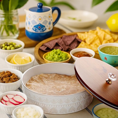 Viosuniu Ceramic Tortilla Warmer with Lid, 9 Inch Tortilla Holder, Insulated Bread & Pancake Warmer for Tacos, Roti, Large Tortillero Container, Mexican Party, Microwave and Dishwasher Safe