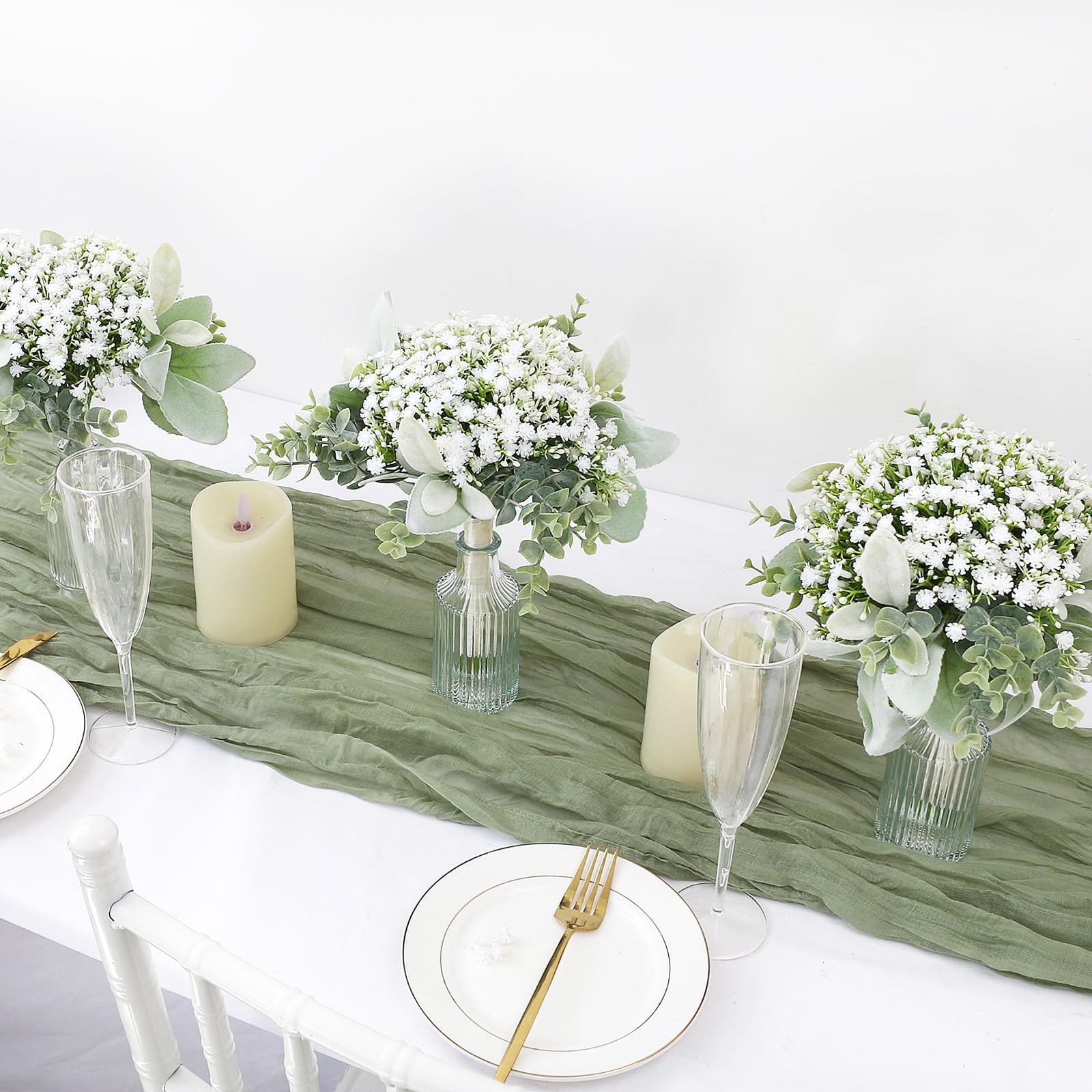 SEMONONIA Artificial Babys Breath Bridesmaids Bouquets Set of 4-7 Inch White Fake Gypsophila Bouquet for Bridesmaid, Real Touch Small Bouquet for Bridesmaids Wedding Bridal Shower Centerpieces