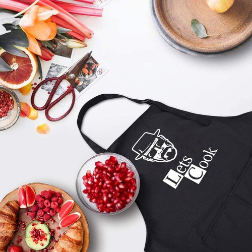 ZOORON Funny Cooking Chef Apron with Pockets BBQ Kitchen Work Aprons Birthday Father’s Day Grilling Gifts for Papa, Husband