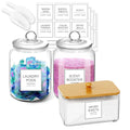 FyndraX Laundry Glass Jars with Dryer Sheets Holder, Containers with Scoop and Labels for Laundry Room Organization and Storage Detergents Pods or Powder, Scent Booster Beads, Set of 3